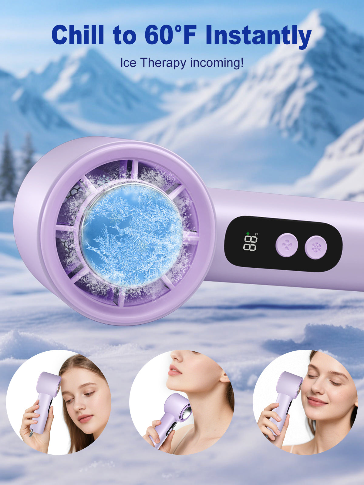 ROMANJOY Portable Handheld Fan with Ice Cooler (Purple)