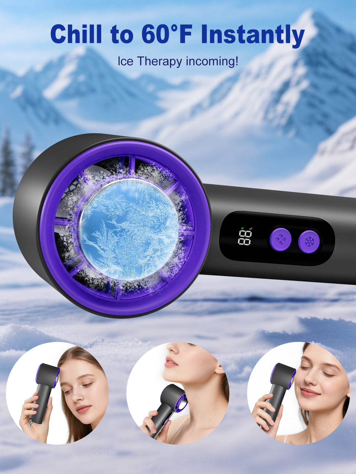 ROMANJOY Portable Handheld Fan with Ice Cooler (Gray)
