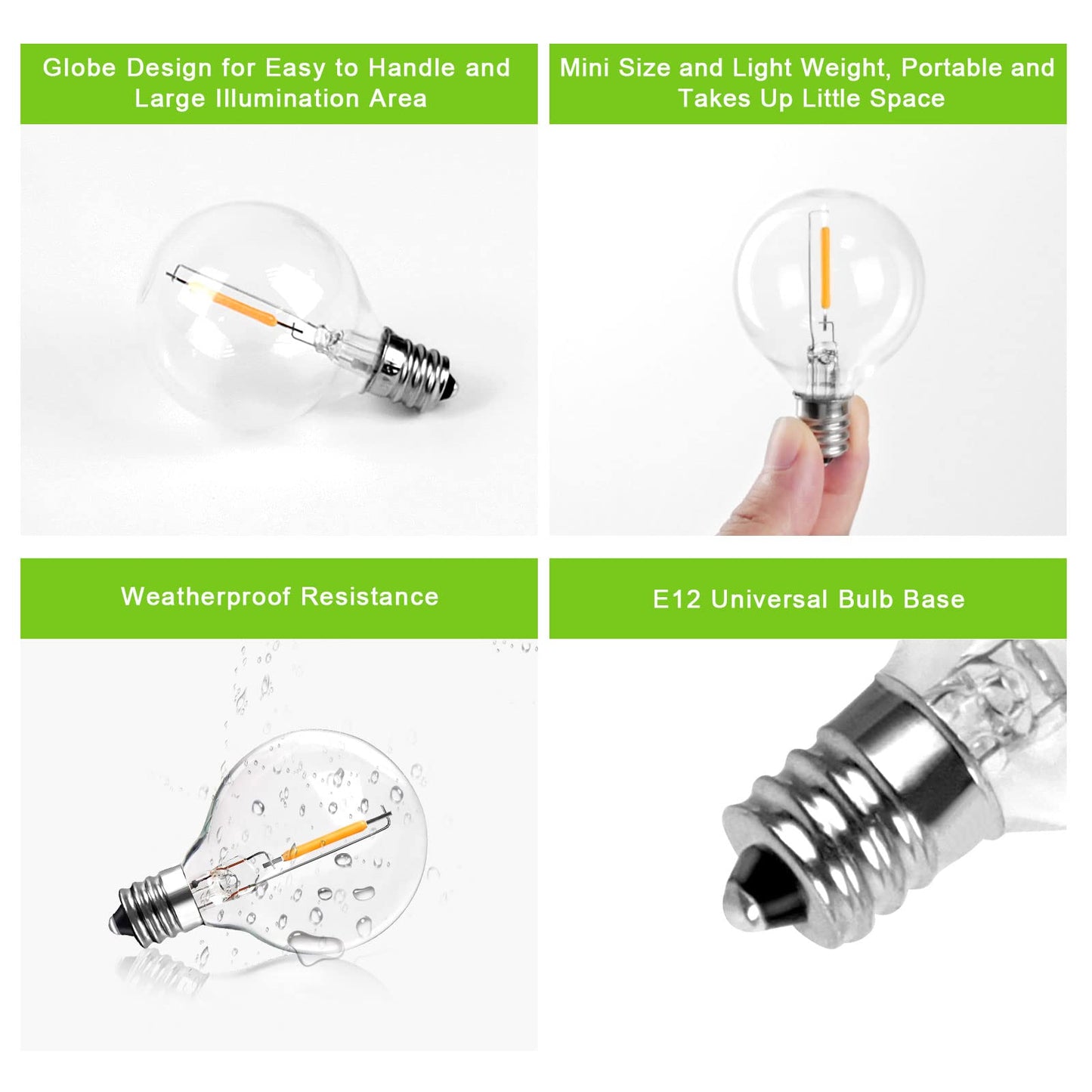 ROMANJOY 230V E12 1W G40 LED Light Bulbs, 6 Pack (2200K Warm)