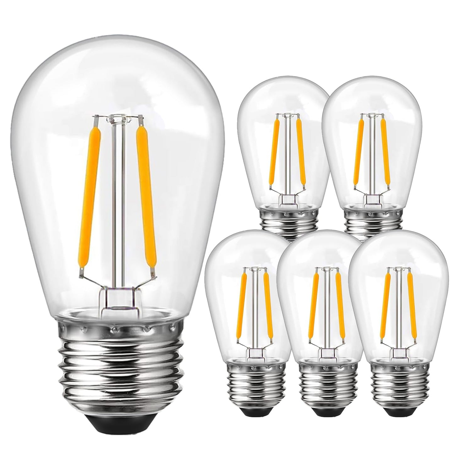 ROMANJOY 230V E27 PC Plastic S14 2W LED Light Bulb, 6 Pack (2700K Warm)