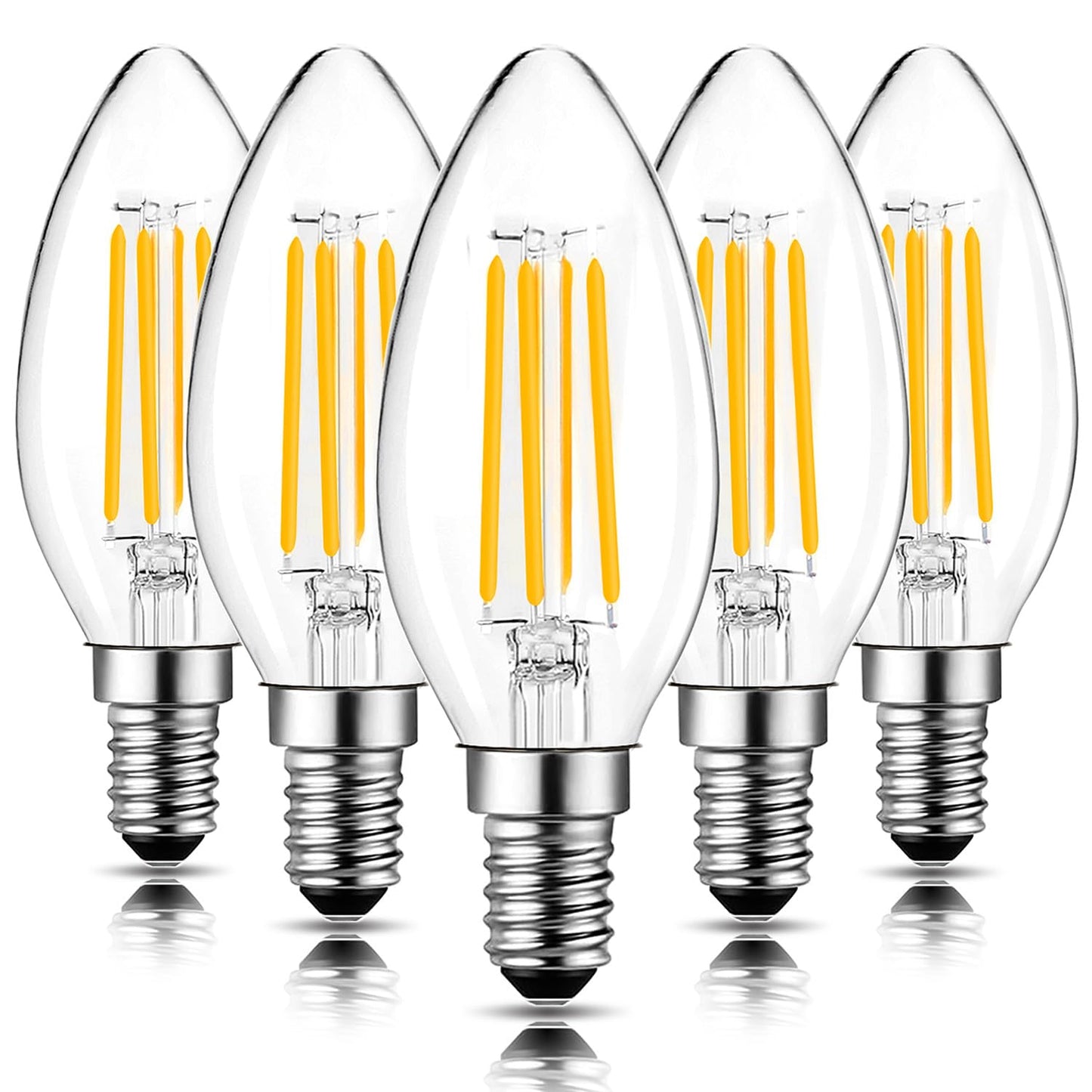 ROMANJOY 230V E14 Dimmable C35 6W LED Light Bulb, 5 Pack (2700K Warm)