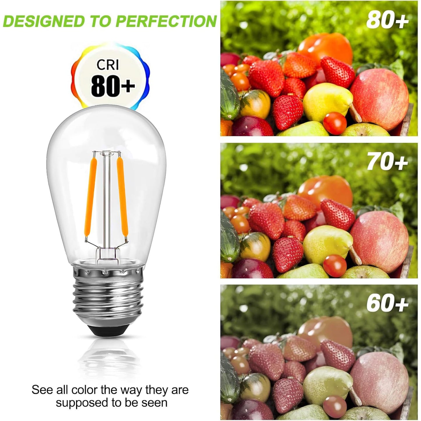 ROMANJOY 230V E27 PC Plastic S14 2W LED Light Bulb, 25 Pack (2200K Warm)
