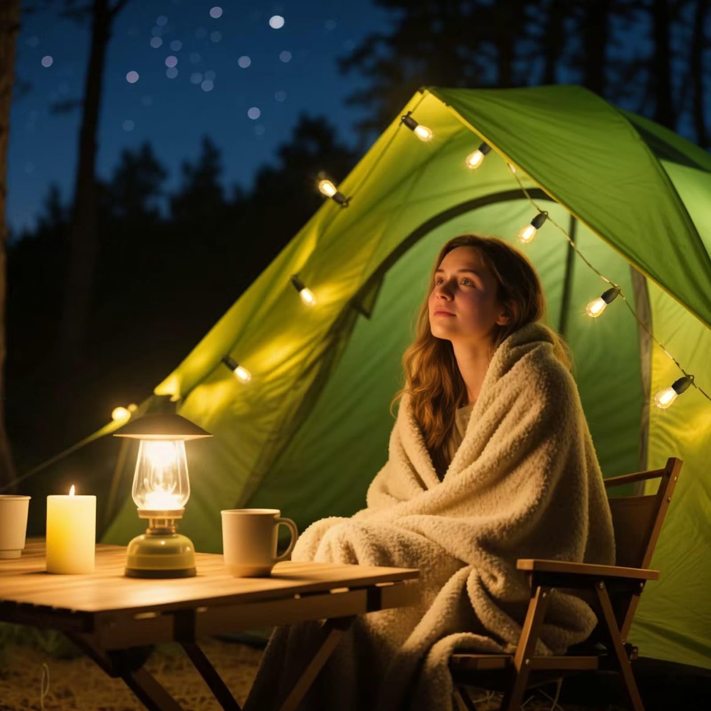 ROMANJOY 24.6FT DC5V USB LED String Lights for Camping (2700K Warm)
