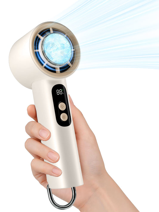 ROMANJOY Portable Handheld Fan with Ice Cooler (Beige)