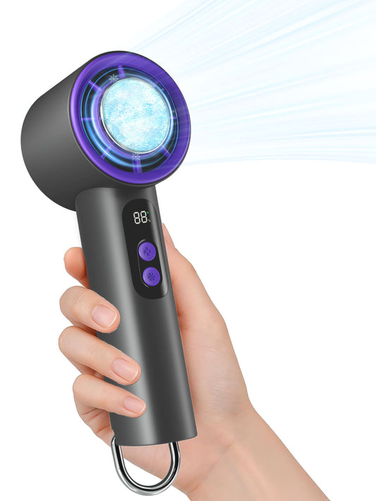 ROMANJOY Portable Handheld Fan with Ice Cooler (Gray)
