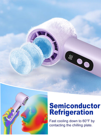 ROMANJOY Portable Handheld Fan with Ice Cooler (Purple)