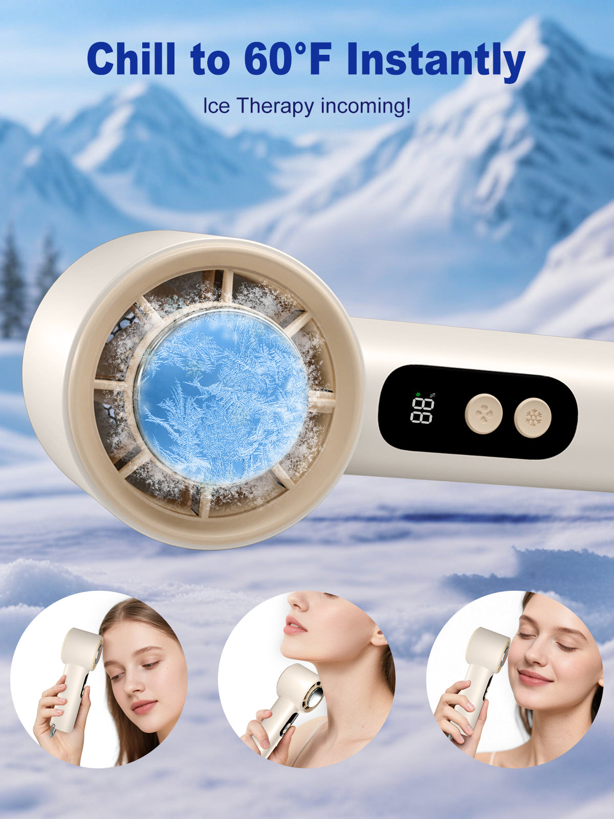 ROMANJOY Portable Handheld Fan with Ice Cooler (Beige)