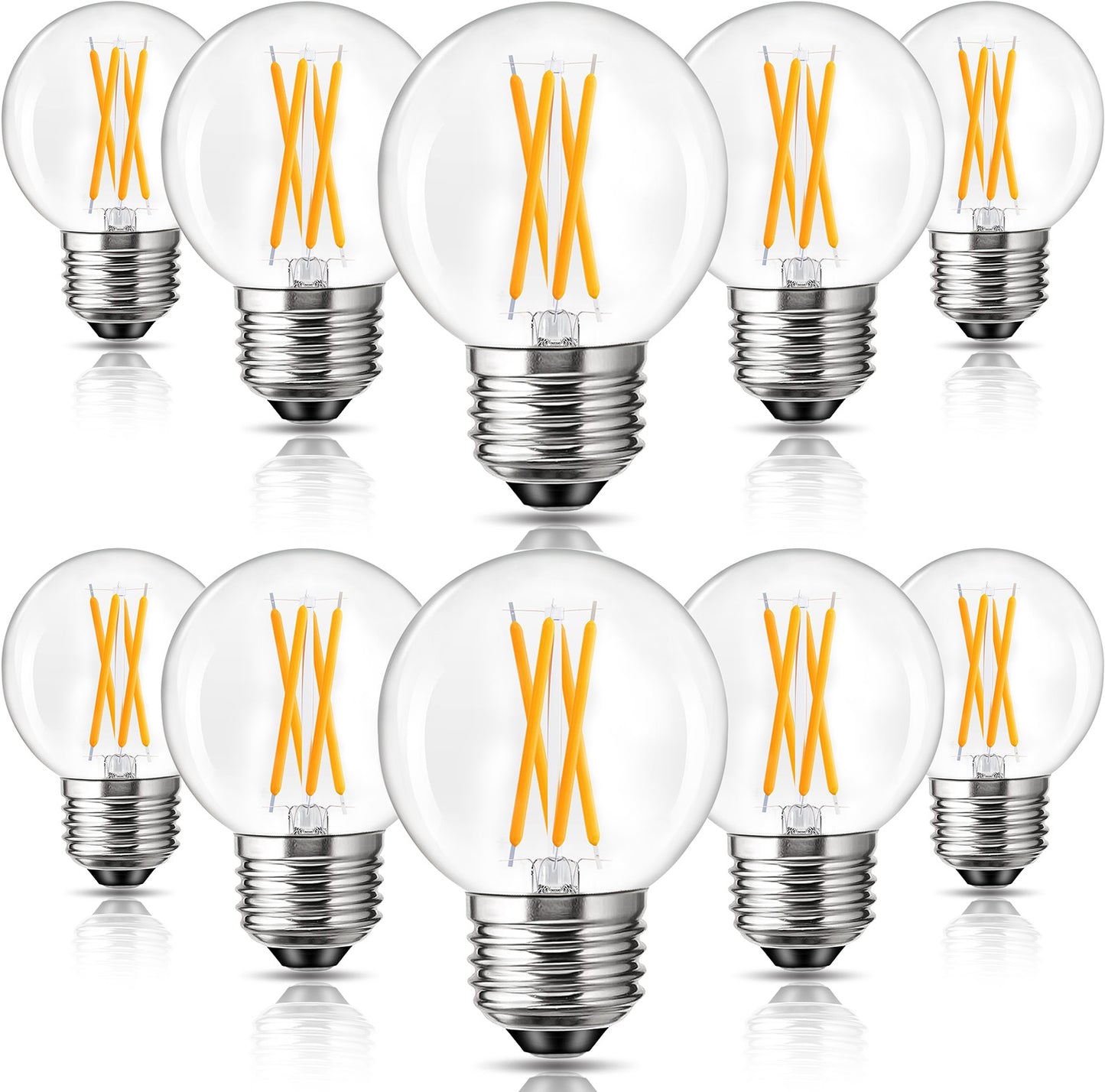 ROMANJOY 120V E26 Dimmable G16.5 4W LED Light Bulb, 10 Pack (2700K Warm)