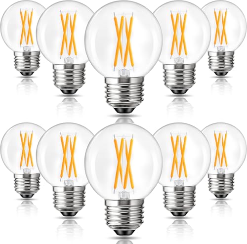 Romanjoy 120V E26 Dimmable G16.5 6W LED Light Bulb, 10 Pack (2700K Warm)
