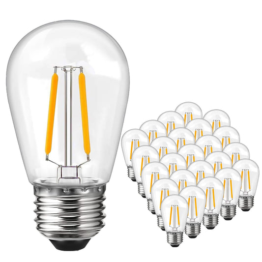 ROMANJOY 230V E27 PC Plastic S14 2W LED Light Bulb, 25 Pack (2700K Warm)