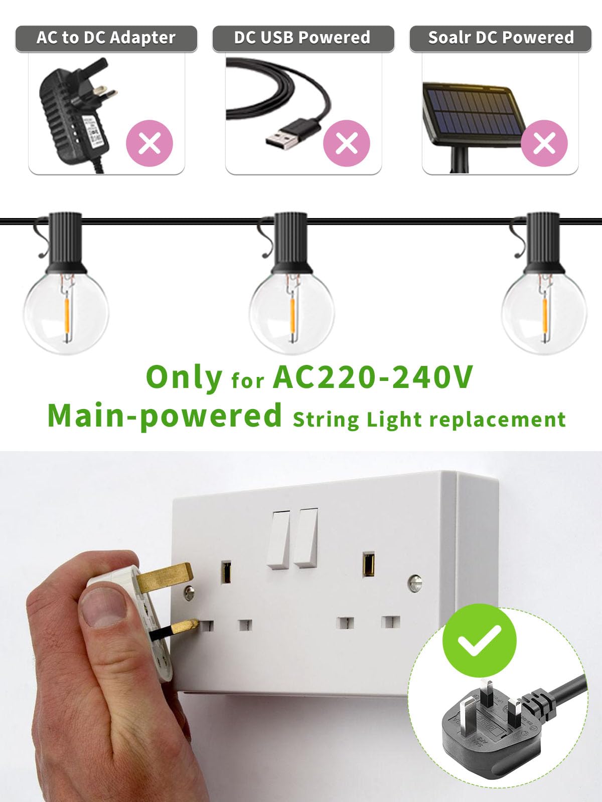 ROMANJOY 230V E12 1W G40 LED Light Bulbs, 25 Pack (2200K Warm)