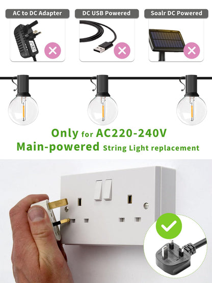 ROMANJOY 230V E12 1W G40 LED Light Bulbs, 25 Pack (2200K Warm)