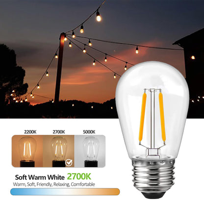 ROMANJOY 230V E27 PC Plastic S14 2W LED Light Bulb, 15 Pack (2700K Warm)