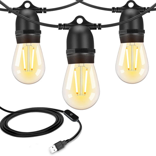 ROMANJOY 24.6FT DC5V USB LED String Lights for Camping (2700K Warm)
