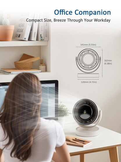 ROMANJOY 4 Speeds Cordless Office Desk Fan (White)