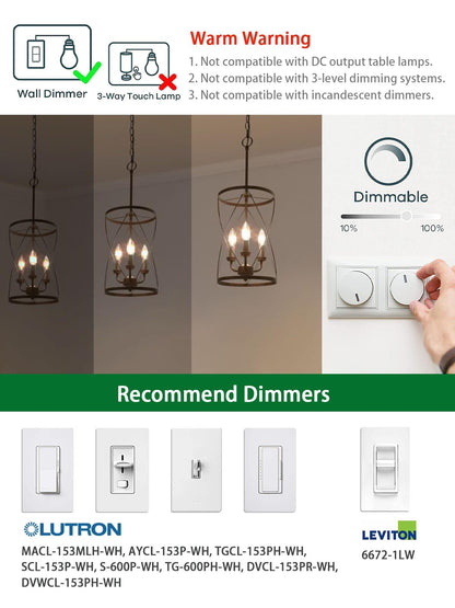 ROMANJOY 230V E14 Dimmable C35 6W LED Light Bulb, 10 Pack (2700K Warm)