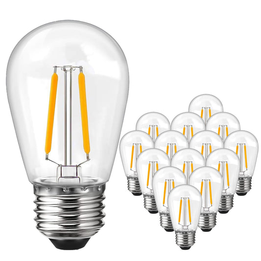 ROMANJOY 230V E27 PC Plastic S14 2W LED Light Bulb, 15 Pack (2700K Warm)