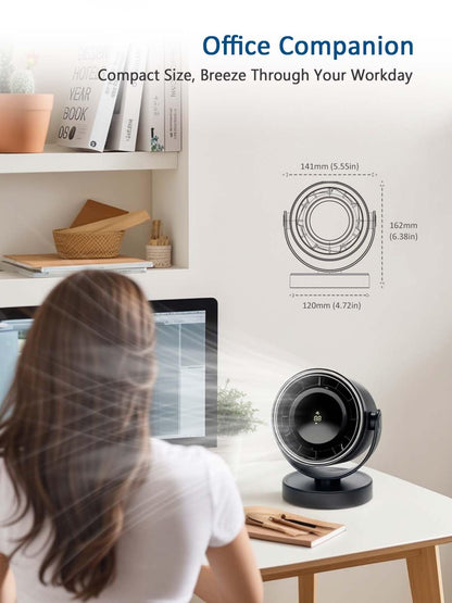 ROMANJOY 4 Speeds Cordless Office Desk Fan (Dark Blue)
