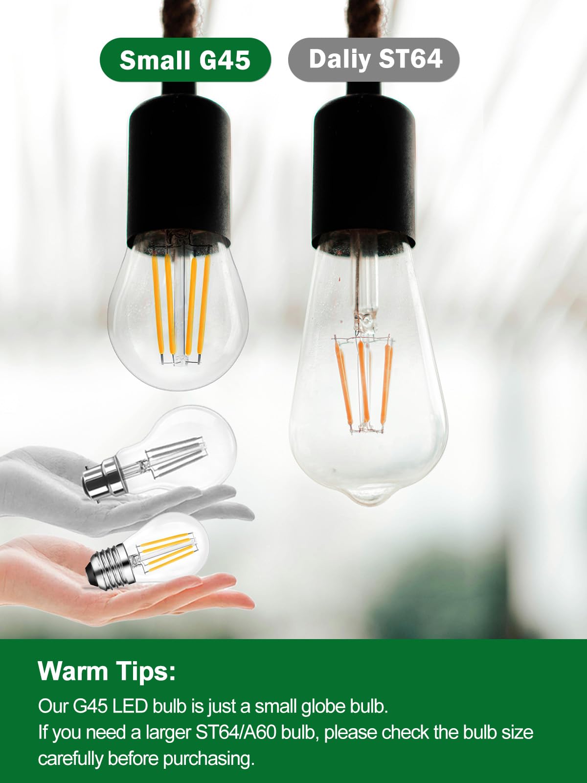 ROMANJOY 230V E27 Dimmable G45 6W LED Light Bulb, 4 Pack (2700K Warm)