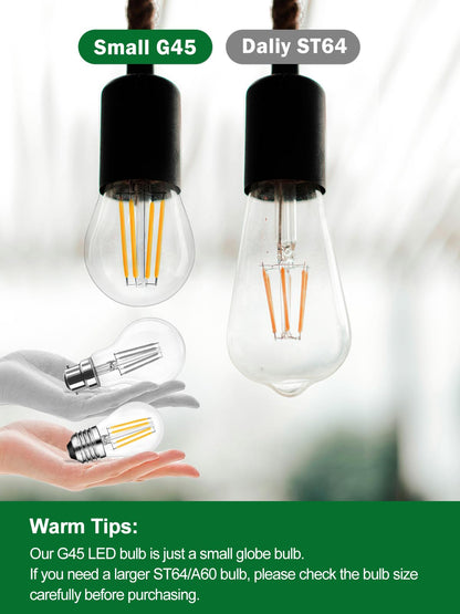 ROMANJOY 230V E27 Dimmable G45 6W LED Light Bulb, 4 Pack (2700K Warm)