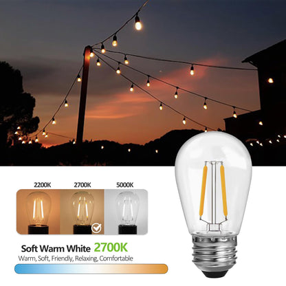 ROMANJOY 120V E26 PC Plastic S14 2W LED Light Bulb, 15 Pack (2700K Warm)