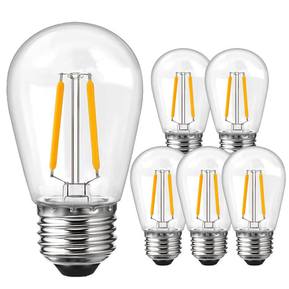 ROMANJOY 230V E27 PC Plastic S14 2W LED Light Bulb, 6 Pack (2700K Warm)