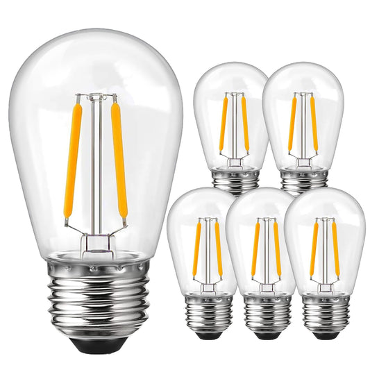 ROMANJOY 230V E27 PC Plastic S14 2W LED Light Bulb, 6 Pack (2700K Warm)