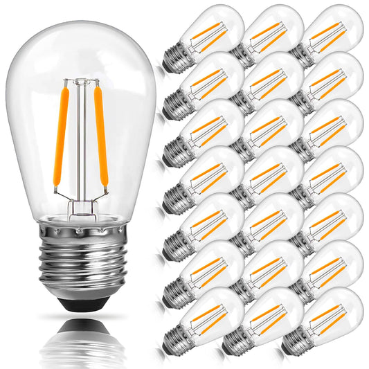 ROMANJOY 230V E27 PC Plastic S14 2W LED Light Bulb, 25 Pack (2200K Warm)