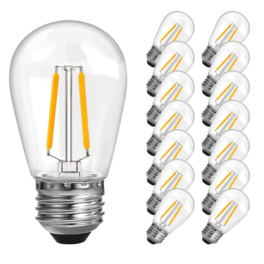ROMANJOY 120V E26 PC Plastic S14 2W LED Light Bulb, 15 Pack (2700K Warm)