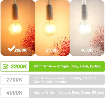 ROMANJOY 230V E12 1W G40 LED Light Bulbs, 25 Pack (2200K Warm)