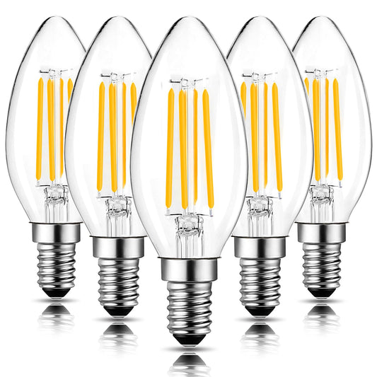 ROMANJOY 230V E14 Dimmable C35 6W LED Light Bulb, 5 Pack (2700K Warm)