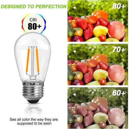 ROMANJOY 230V E27 PC Plastic S14 2W LED Light Bulb, 25 Pack (2200K Warm)