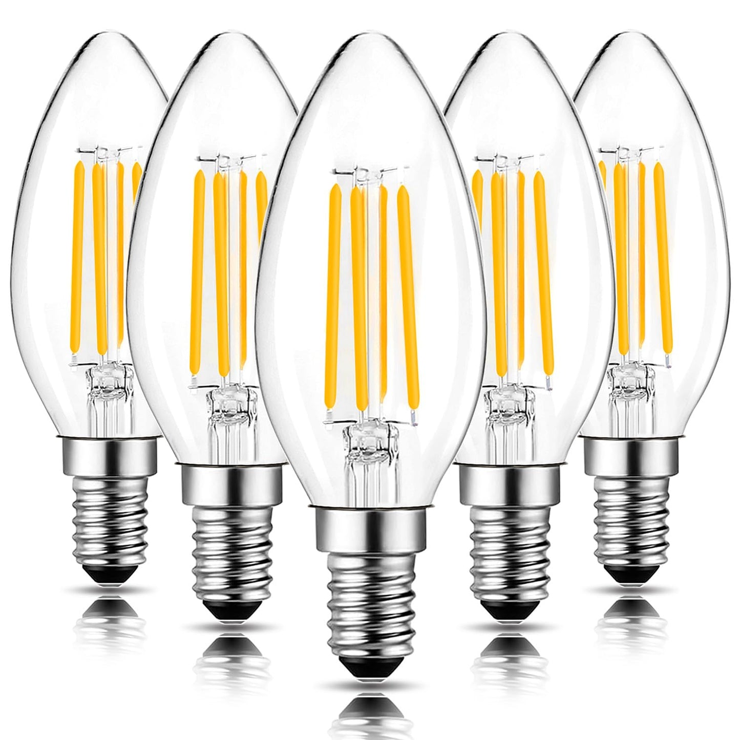 ROMANJOY 230V E14 Dimmable C35 4W LED Light Bulb, 5 Pack (2700K Warm)