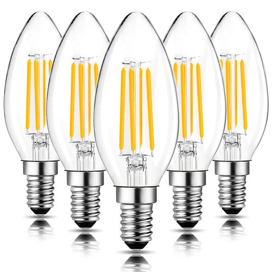 ROMANJOY 230V E14 Dimmable C35 4W LED Light Bulb, 5 Pack (2700K Warm)