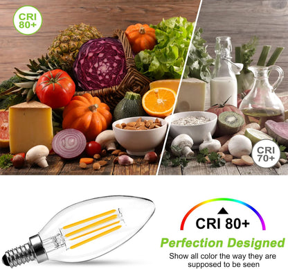 ROMANJOY 120V E12 Dimmable C35 4W LED Light Bulb, 10 Pack (2700K Warm)