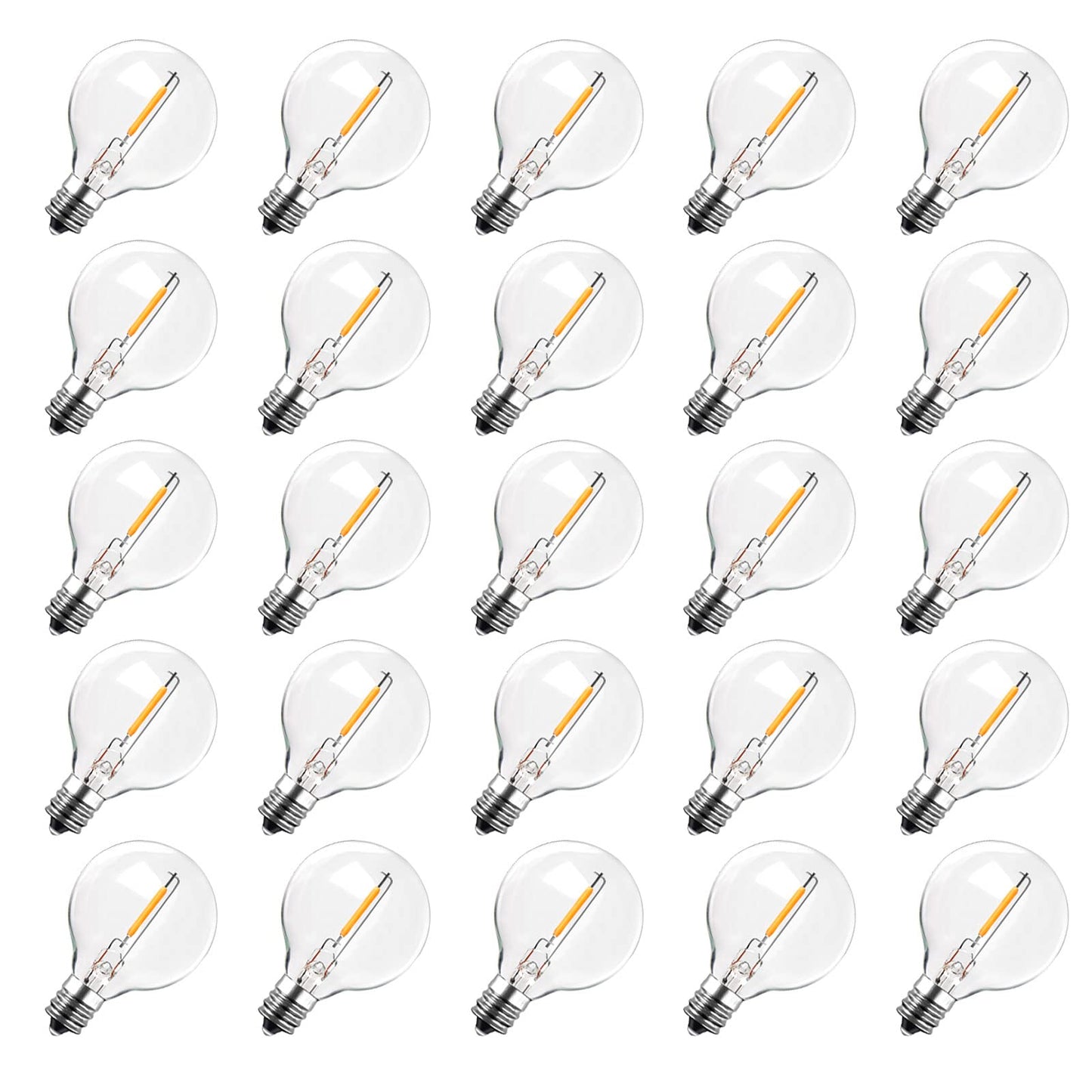 ROMANJOY 230V E12 1W G40 LED Light Bulbs, 25 Pack (2200K Warm)