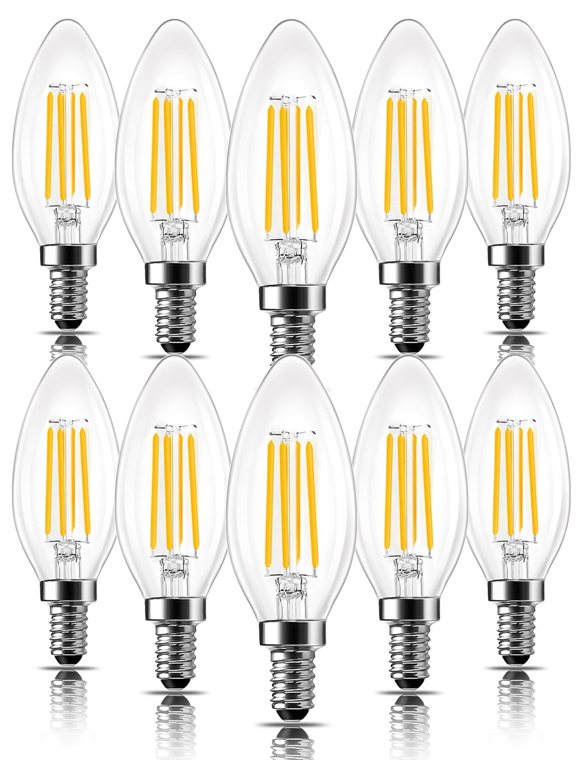 ROMANJOY 230V E14 Dimmable C35 6W LED Light Bulb, 10 Pack (2700K Warm)