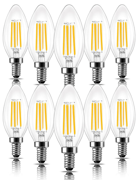ROMANJOY 230V E14 Dimmable C35 6W LED Light Bulb, 10 Pack (2700K Warm)