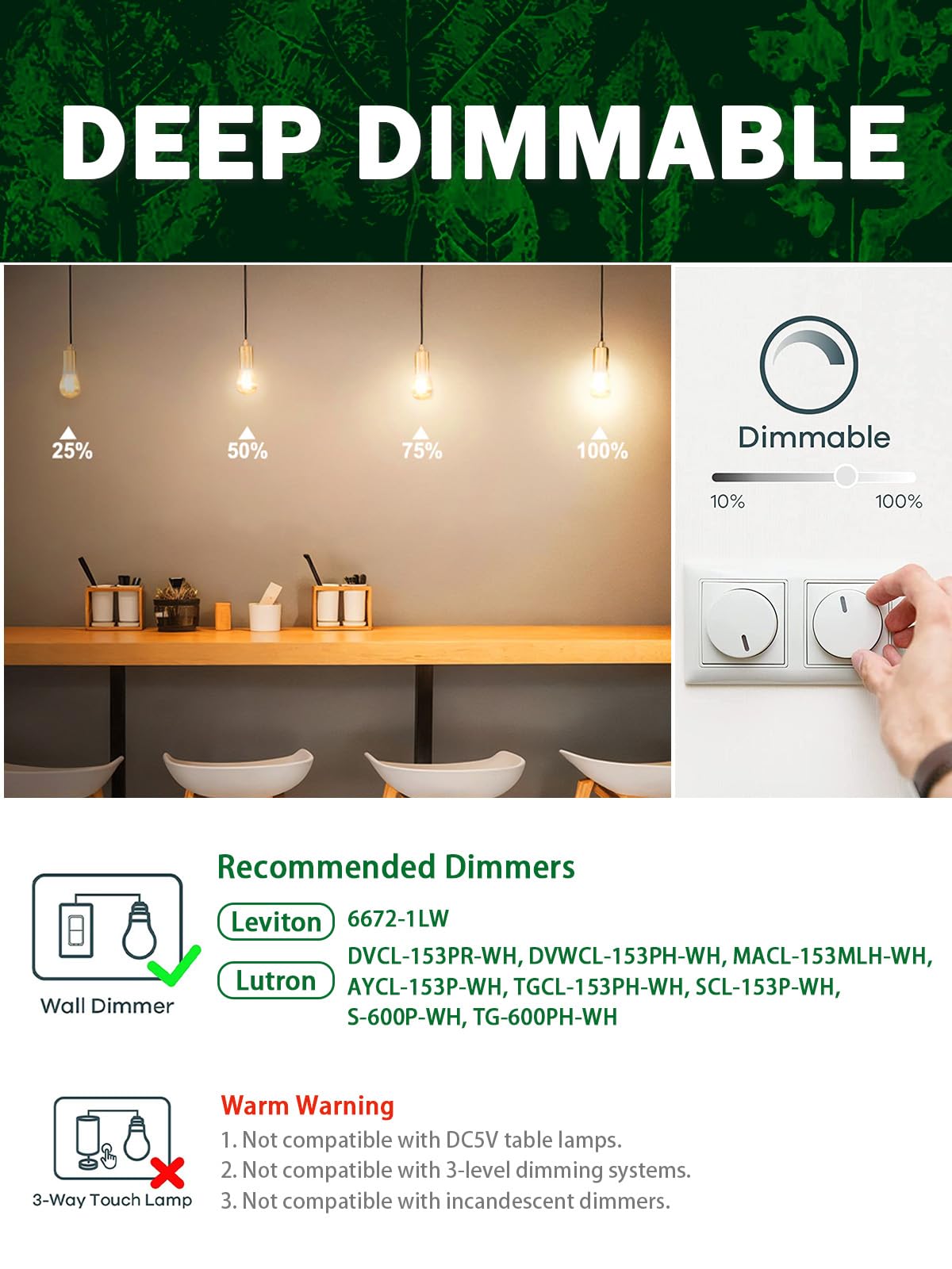 ROMANJOY 230V E27 Dimmable G45 4W LED Light Bulb, 4 Pack (2700K Warm)
