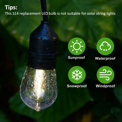 ROMANJOY 230V E27 PC Plastic S14 2W LED Light Bulb, 25 Pack (2200K Warm)
