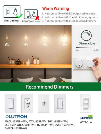 ROMANJOY 230V E27 Dimmable G45 6W LED Light Bulb, 4 Pack (2700K Warm)