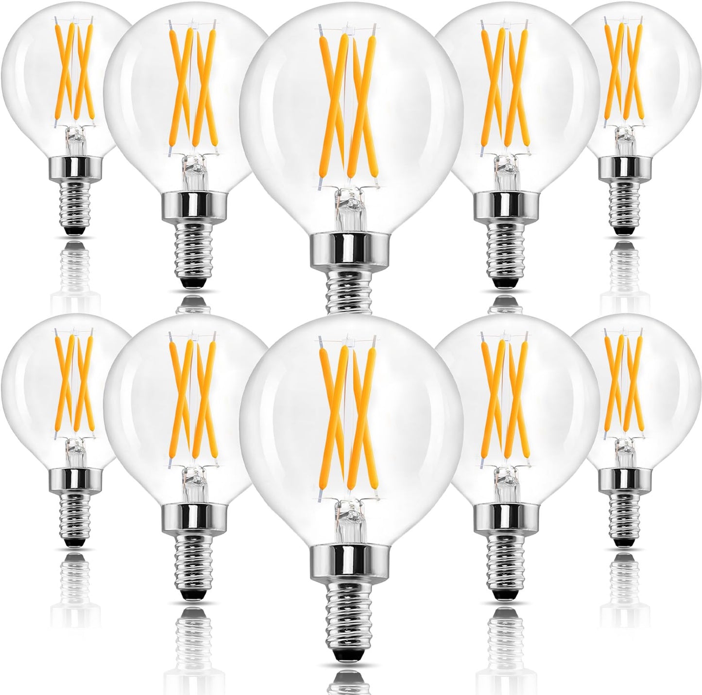 Romanjoy 120V E12 Dimmable G16.5 4W LED Light Bulb, 10 Pack (2700K Warm)