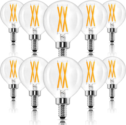 Romanjoy 120V E12 Dimmable G16.5 4W LED Light Bulb, 10 Pack (2700K Warm)