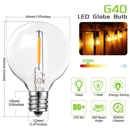 ROMANJOY 230V E12 1W G40 LED Light Bulbs, 25 Pack (2200K Warm)