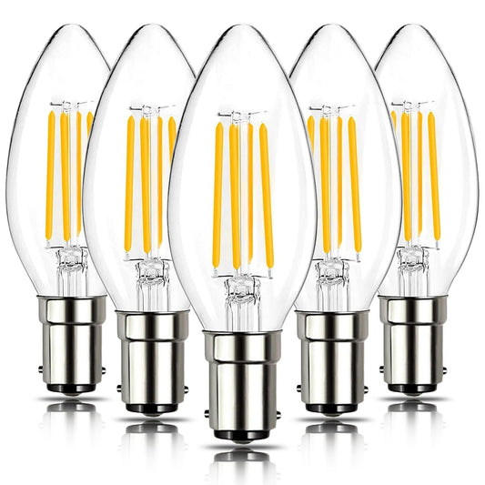 ROMANJOY 230V B15 Dimmable C35 4W LED Light Bulb, 5 Pack (2700K Warm)