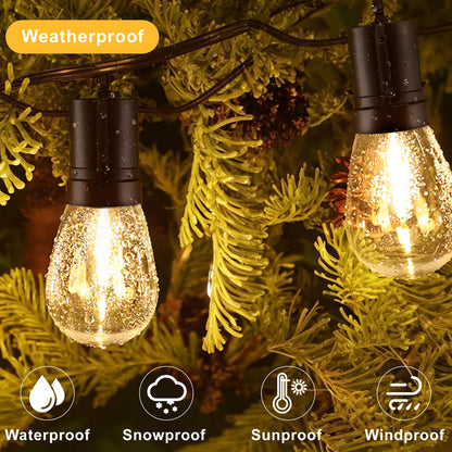 ROMANJOY US Adapter Powered 15M 49FT E12 S14 LED Outdoor String Lights (2700K)