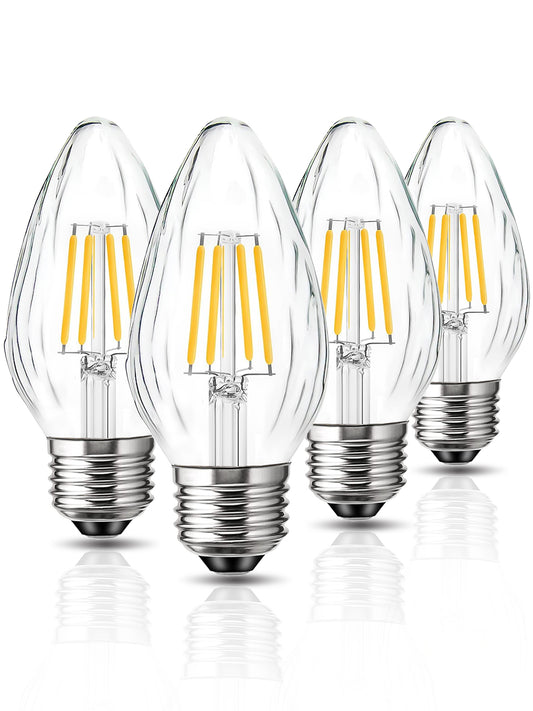 ROMANJOY 120V E26 Dimmable F15 4W LED Light Bulb, 4 Pack (2700K Warm)