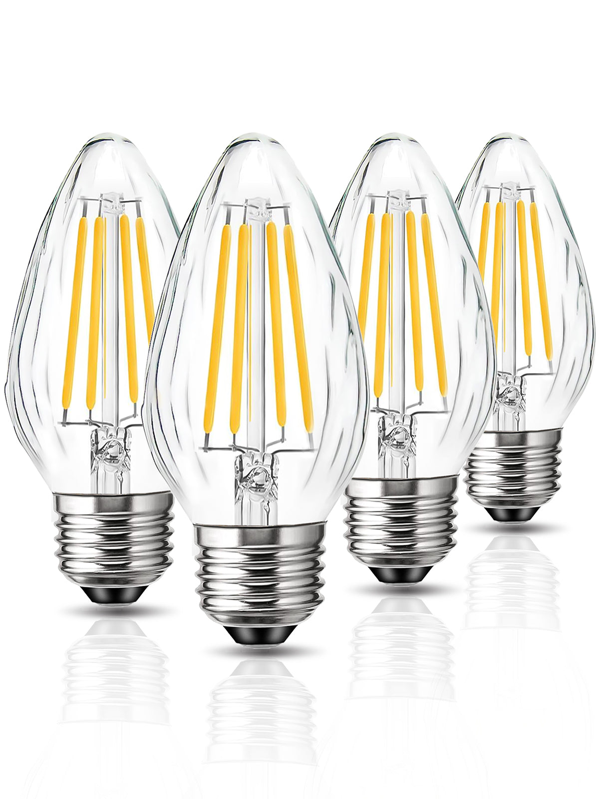 ROMANJOY 120V E26 Dimmable F15 8W LED Light Bulb, 4 Pack (2700K Warm)