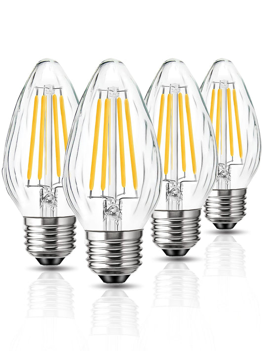 ROMANJOY 120V E26 Dimmable F15 8W LED Light Bulb, 4 Pack (2700K Warm)